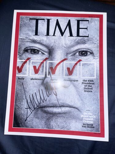 Donald Trump Autograph Signed 8×10 Time Magazine Photo 45th President RARE USA