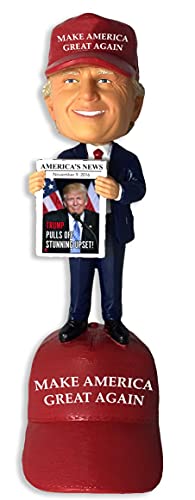 Donald Trump Newspaper 2016 Election Night Make American Great Again MAGA Hat Bobblehead