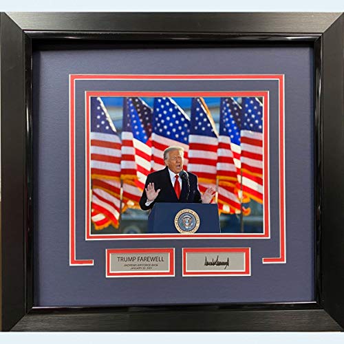 Framed President Donald Trump Facsimile Laser Engraved Signature Auto 18×19 Farewell Address Photo