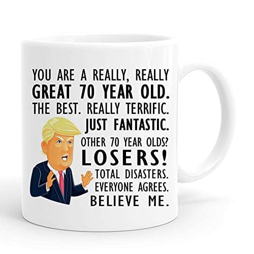 70th Birthday Gift Trump Mug,11 Ounces, Funny Donald Trump Gag Coffee Mugs,1952 70 Year Old Birthday Gifts for Him, Friend, Dad, Brother, Husband, Grandpa, Coworker