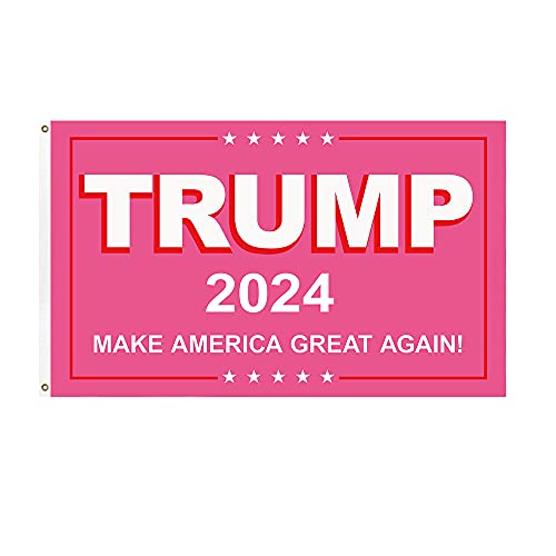 Annlefei Trump 2024 Pink Flag Make America Great Again Flag MAGA Flags Banner For Indoor and Outdoor Decoration 100% Polyester 3X5 FT