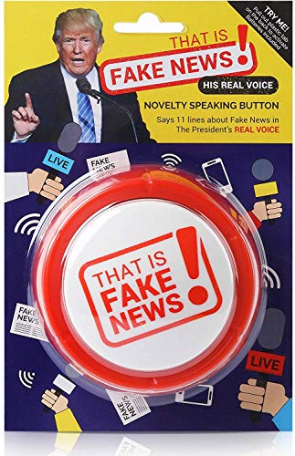 Donald Trump Fake News Button – 11 Fake News Quotes In Real Voice – Talking Gag Gift Desk Item – Gag Accessories Gifts for Men and Women – Funny Merchandise Stuff – Batteries Included