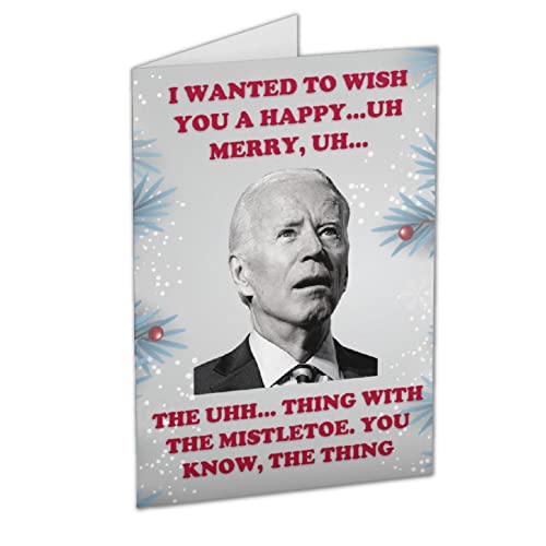 Pesky Patriot Funny Joe Biden Let’s Go Brandon Christmas Card | Hilarious Biden Political Gag Gift for Xmas | Great for Republicans or Anti-Biden People