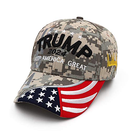 Trump 2024 Hat, Donald Trump 2024 Cap Keep America Great MAGA USA Embroidery Adjustable Baseball Cap Sun Hat Trucker Cap (Camouflage)