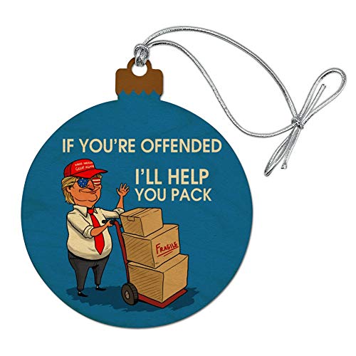 Trump Offended Help You Pack Republican Funny Wood Christmas Tree Holiday Ornament