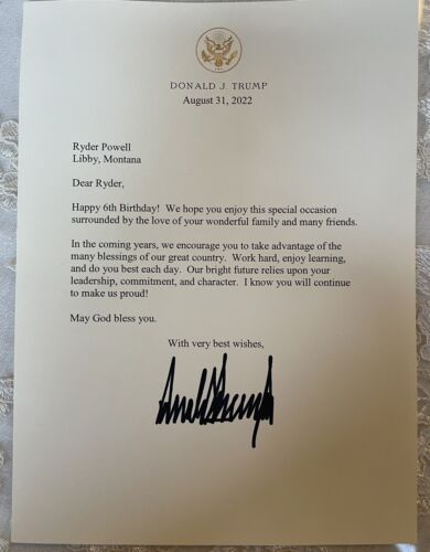 Real, Authentic President Donald Trump Signed Small Letter Full Signature – 2022
