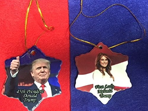 45TH President Donald & First Lady Melania Trump Porcelain Christmas Ornament