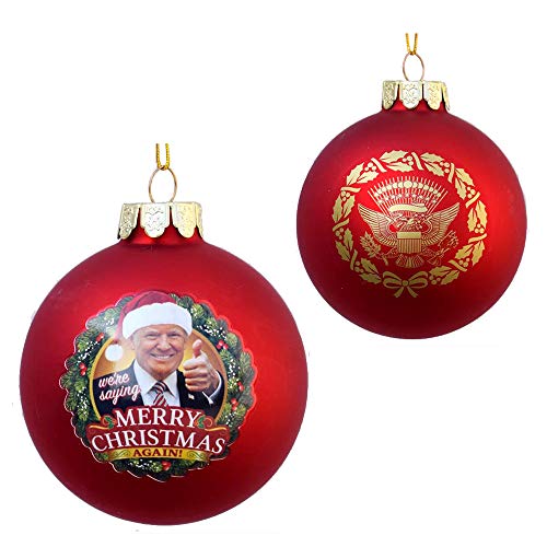 Kurt S. Adler 80MM Trump Merry Christmas Again Glass Ornament