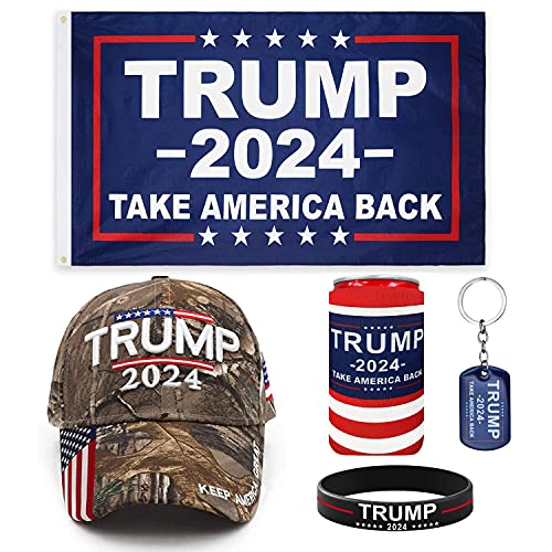 Genericf Unique America Trump 2024 Supporter Kit | Trump 2024 Flag | Trump 2024 Hat | Trump Flag | Trump Hat | Trump | Trump Gifts | Trump Flags | Trump Merch|, One Size