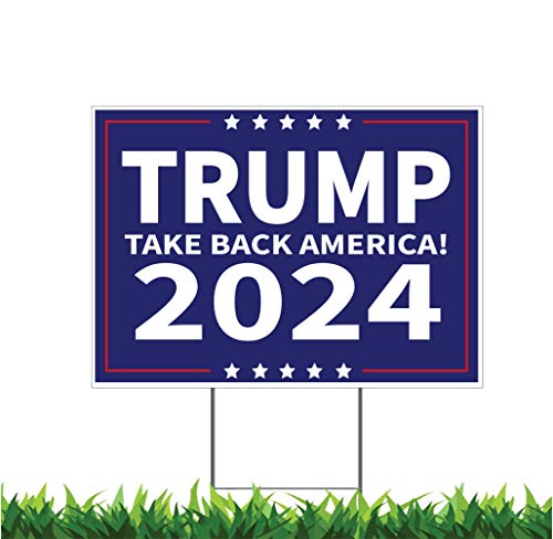 Moonlight4225 Trump 2024, Take Back America, v6 18 x 24-inch Yard Sign (Outdoor, Weatherproof Corrugated Plastic) Metal Stake Included