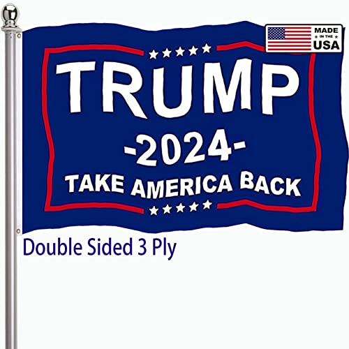 Trump 2024 Flag 3×5 Outdoor Double Sided 3 Ply-Donald Trump Take America Back Flags Vivid Color Clear Pattern Reinforcement Sewing Durable Polyester