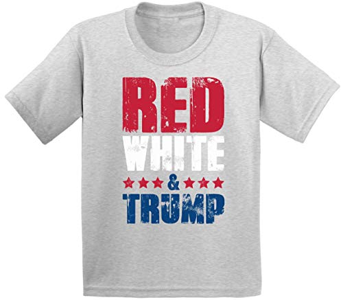 Awkward Styles Red White & Trump Youth Shirt Kids 4th of July Tshirt Trump Gifts (5T, Grey)