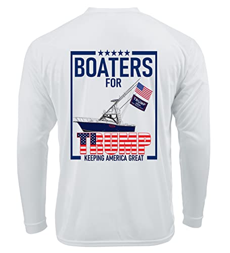 Ink Trendz® Boaters for Trump Sportfish Boat Keeping America Great 45 MAGA 2020 Dri-fit UPF 50 Performance T-Shirt (GDS-2) (2X-Large, Sportfish)